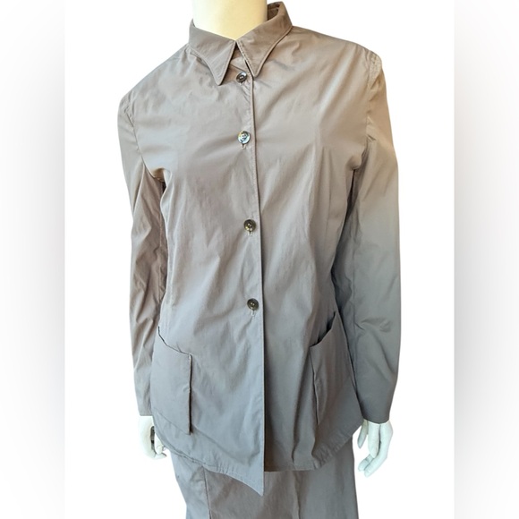 Vintage JIL SANDER Putty Grey Nylon Skirt Suit M